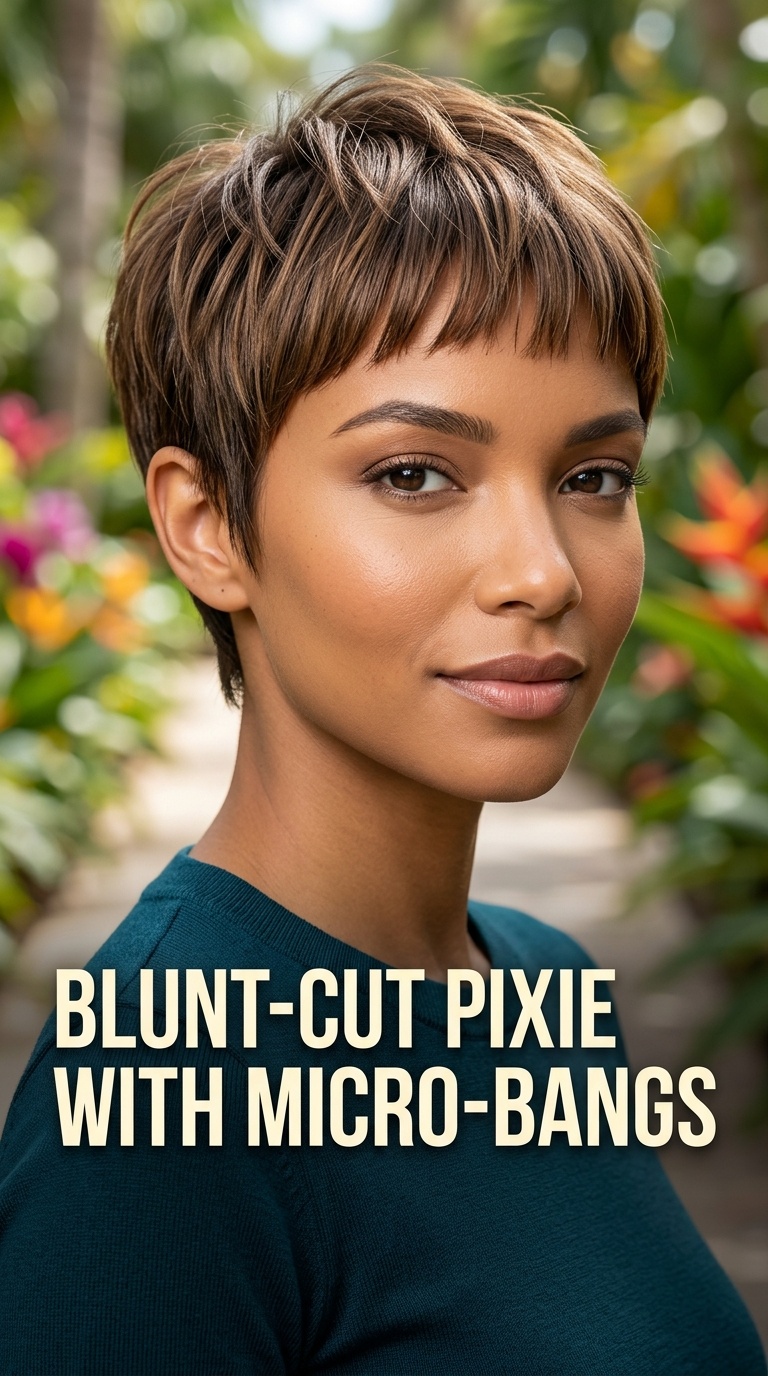 Blunt-Cut Pixie with Micro-Bangs