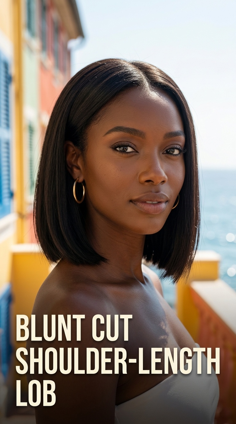 Blunt Cut Shoulder-Length Lob