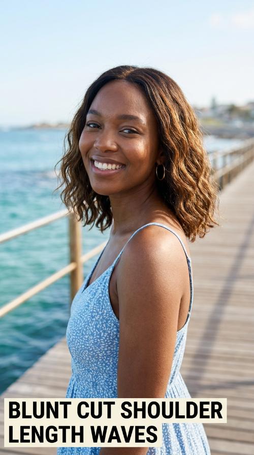 Blunt Cut Shoulder Length Waves
