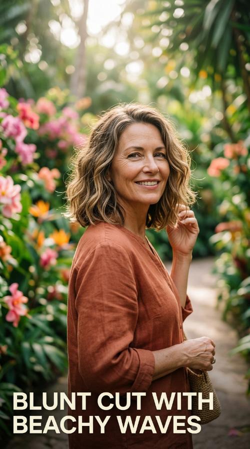 Blunt Cut with Beachy Waves