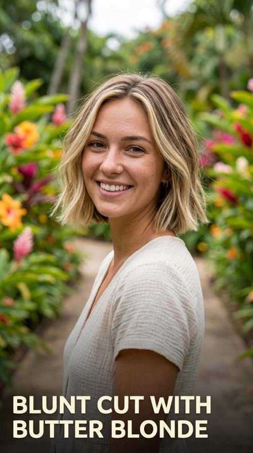 Blunt Cut with Butter Blonde