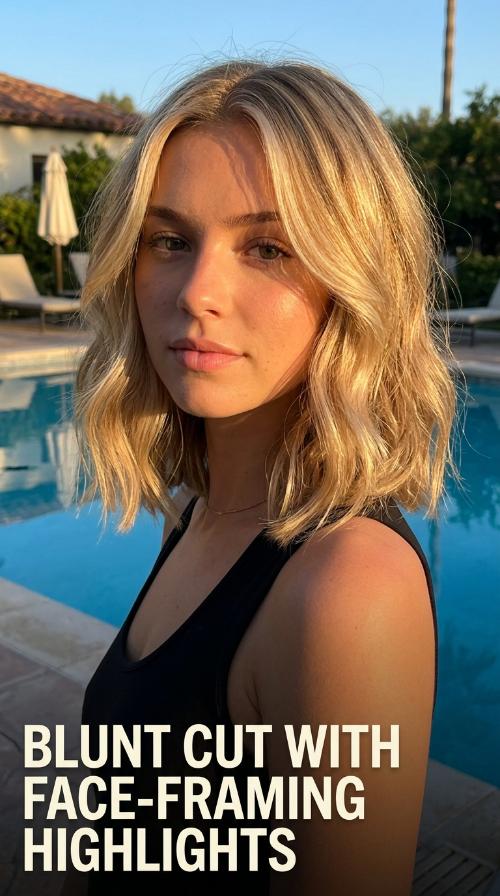 Blunt Cut with Face-Framing Highlights