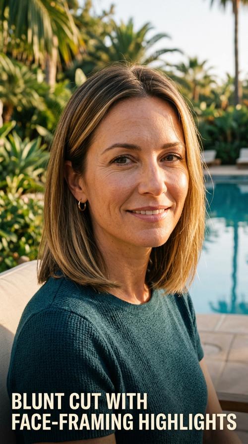 Blunt Cut with Face-Framing Highlights