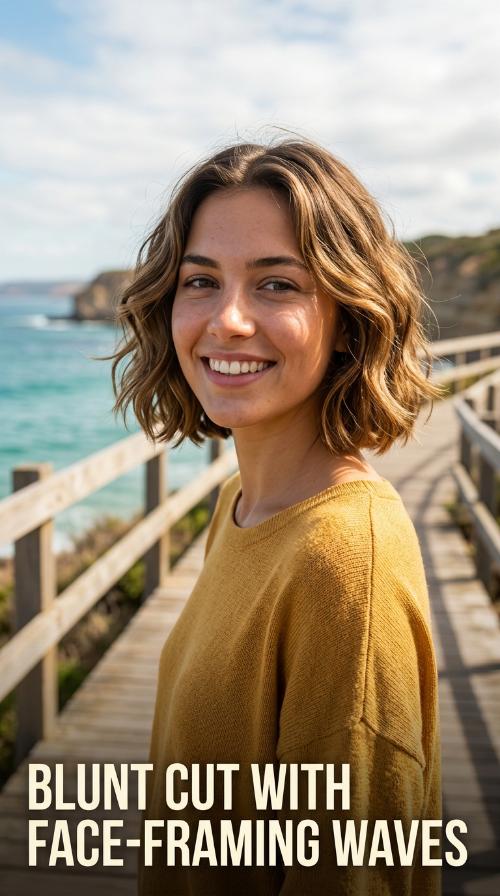 Blunt Cut with Face-Framing Waves