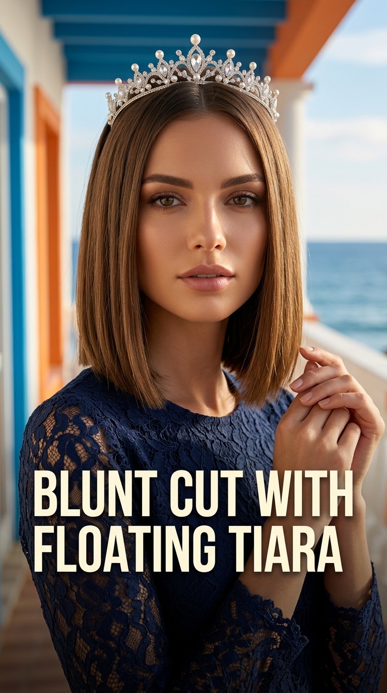 Blunt Cut with Floating Tiara