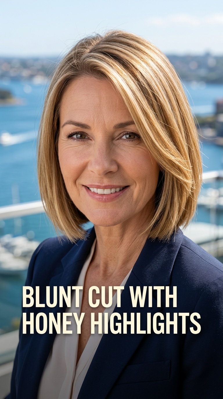Blunt Cut with Honey Highlights