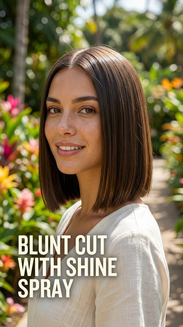 Blunt Cut with Shine Spray