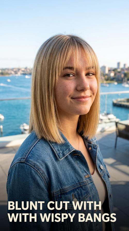 Blunt Cut with Wispy Bangs