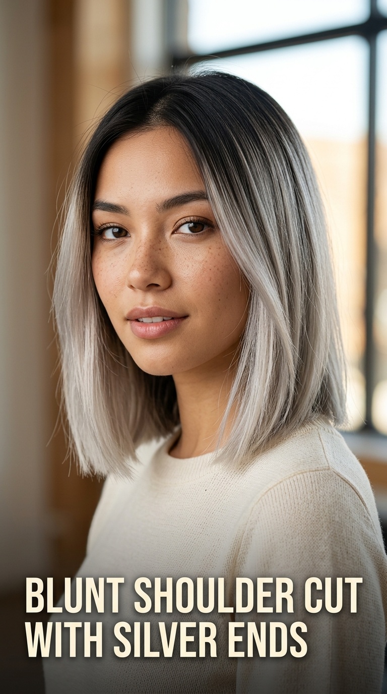 Blunt Shoulder Cut with Silver Ends