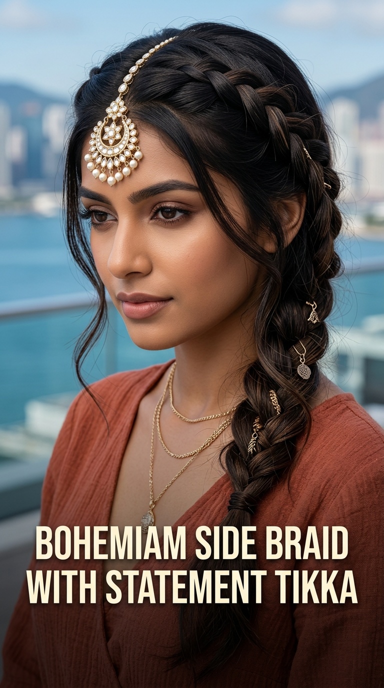 Bohemiam Side Braid with Statement Tikka