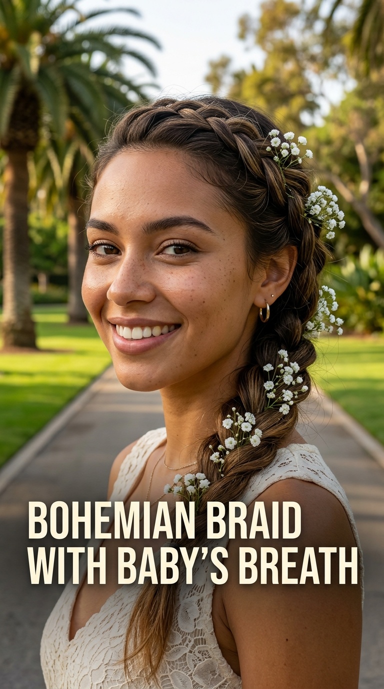 Bohemian Braid with Baby’s Breath
