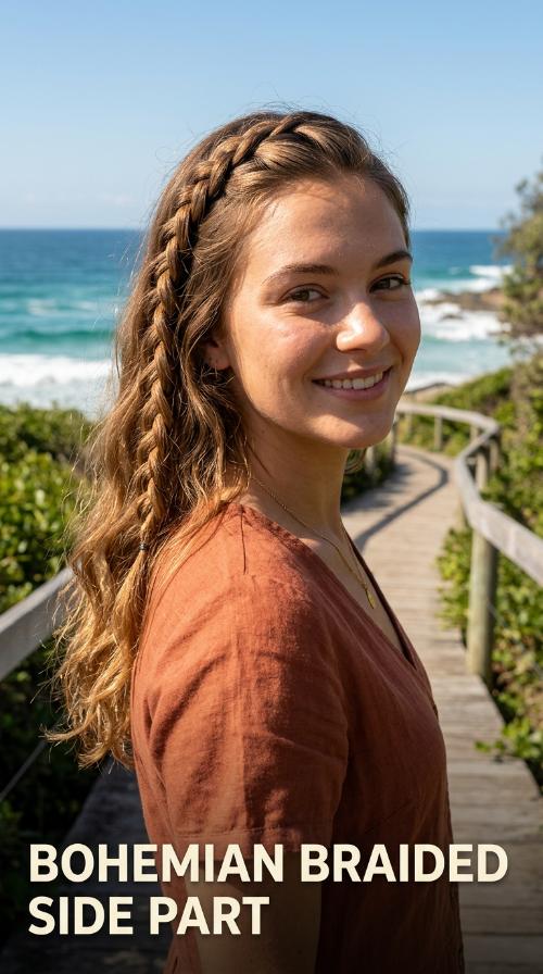 Bohemian Braided Side Part