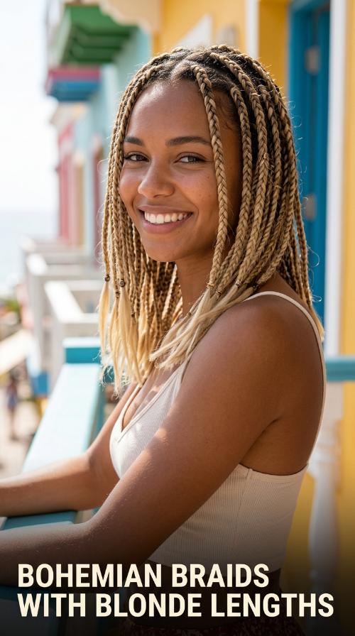 Bohemian Braids with Blonde Lengths