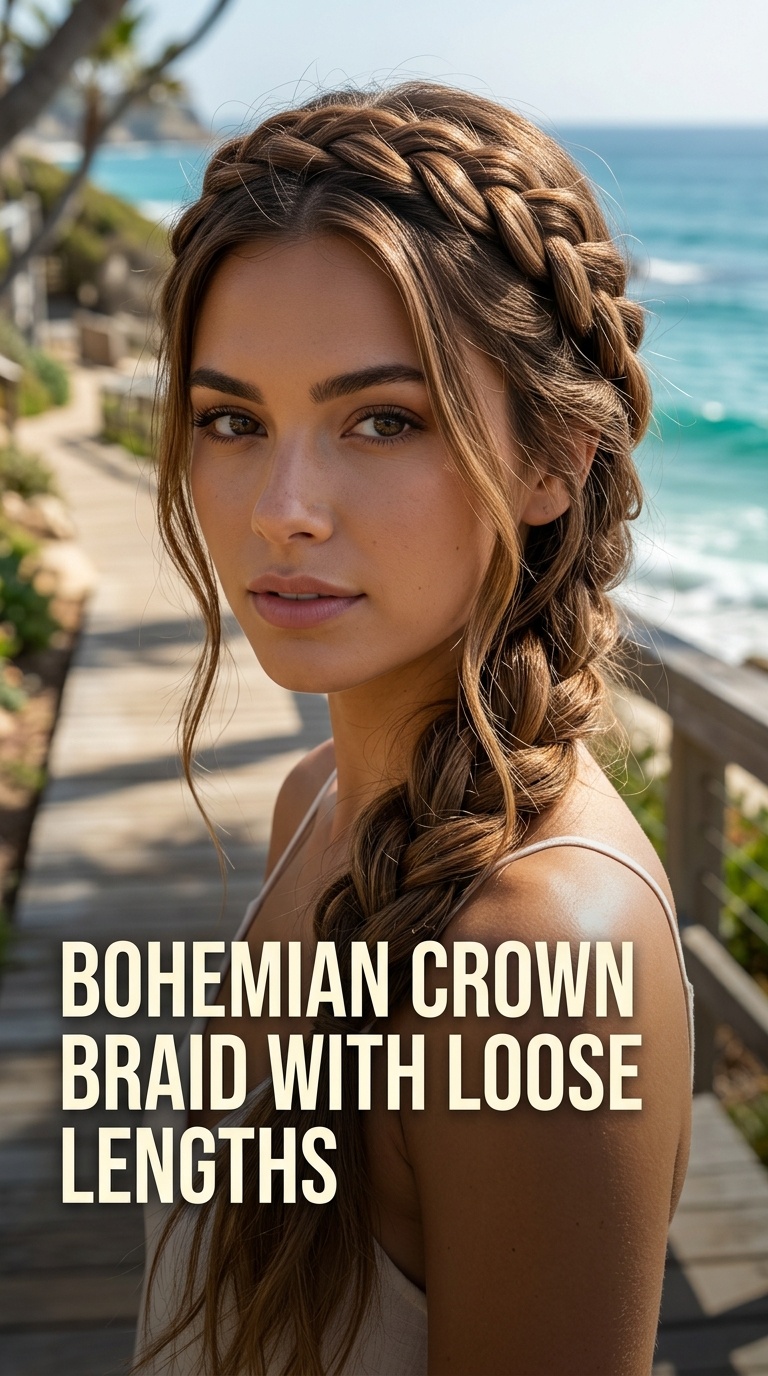 Bohemian Crown Braid with Loose Lengths