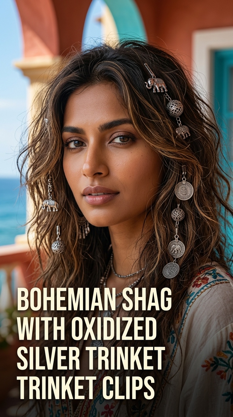 Bohemian Shag with Oxidized Silver Trinket Clips