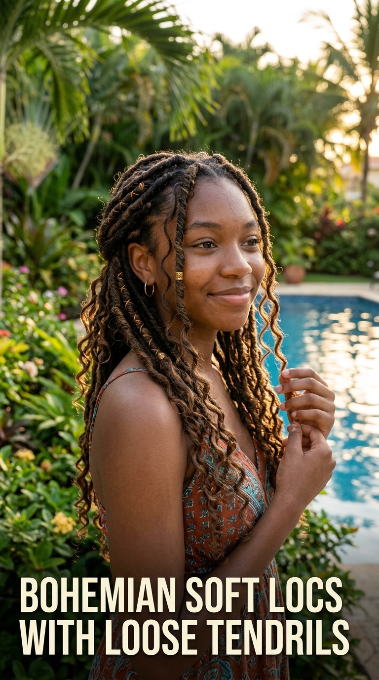 Bohemian Soft Locs with Loose Tendrils