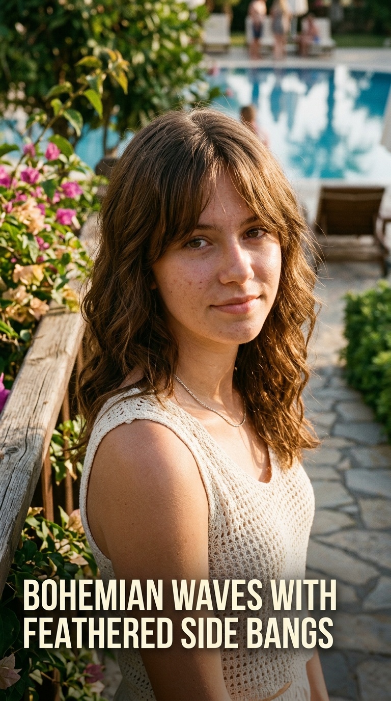Bohemian Waves with Feathered Side Bangs