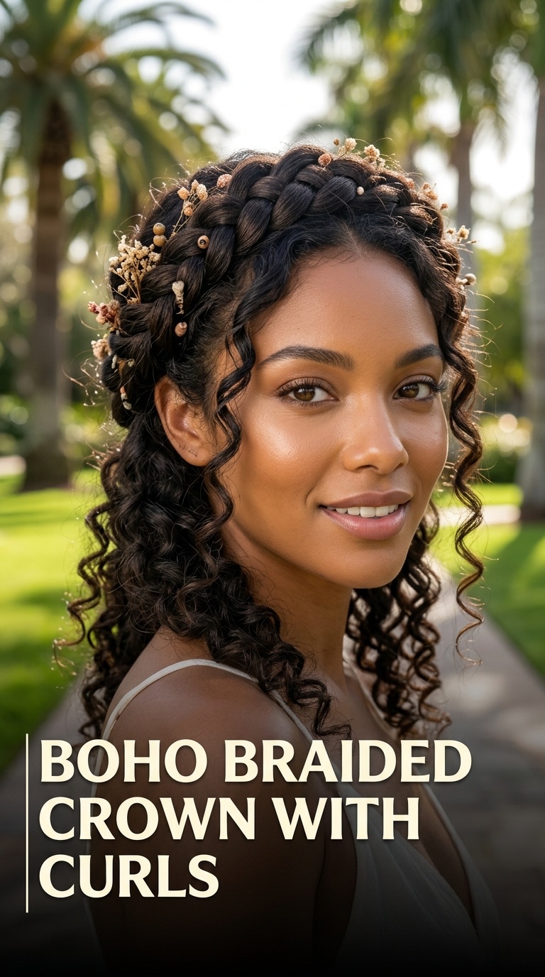 Boho Braided Crown with Curls
