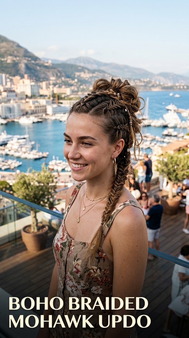 Boho Braided Mohawk Updo