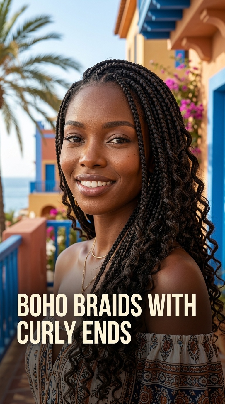 Boho Braids with Curly Ends