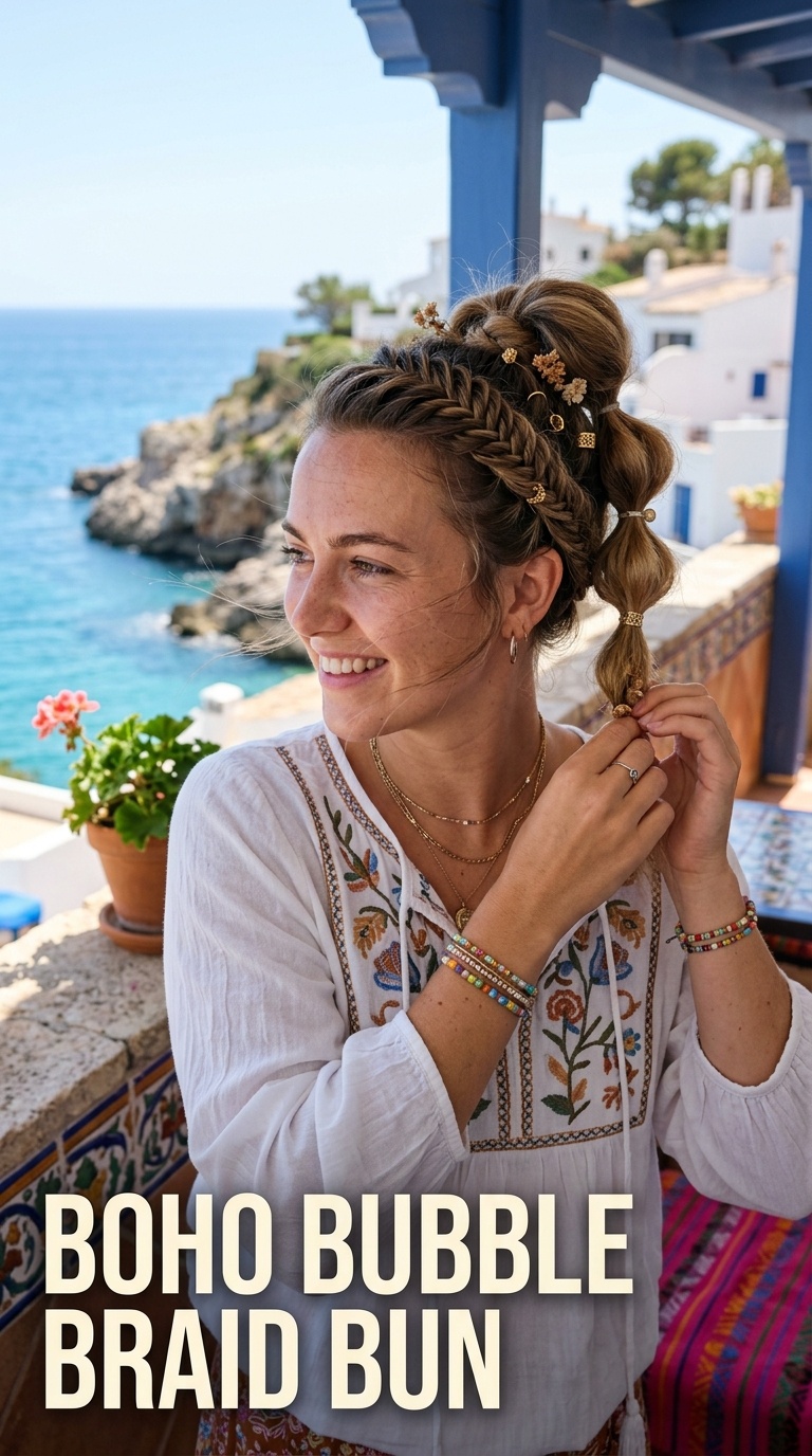 Boho Bubble Braid Bun