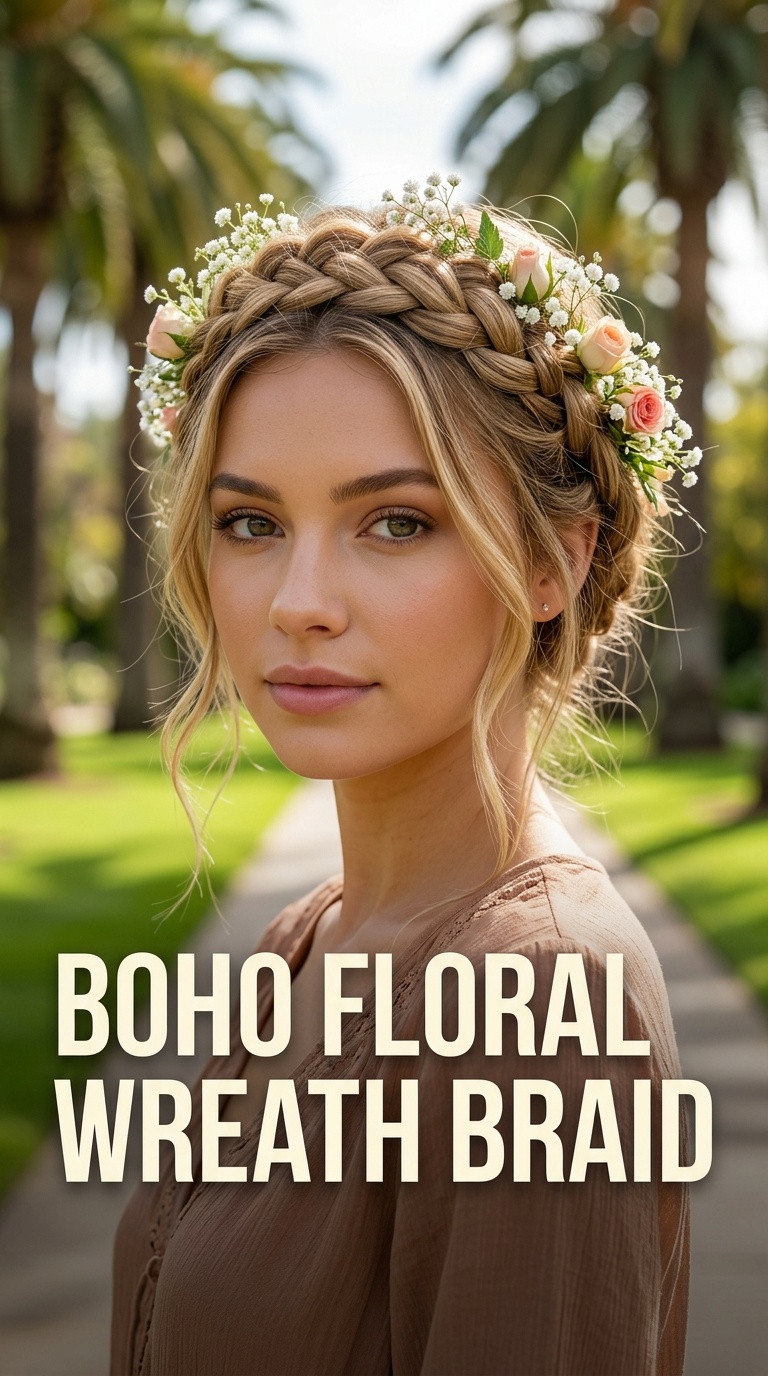 Boho Floral Wreath Braid