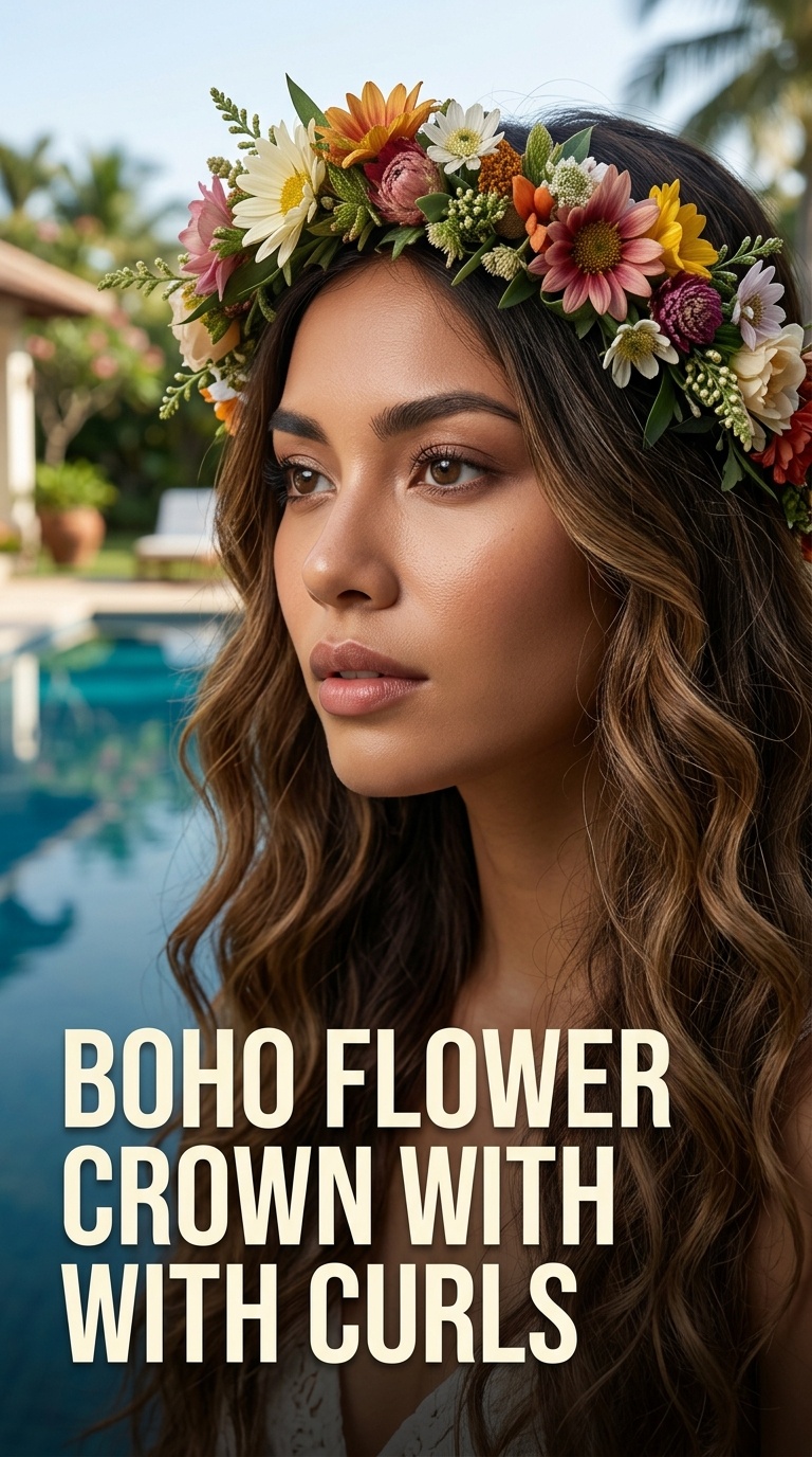 Boho Flower Crown with Curls