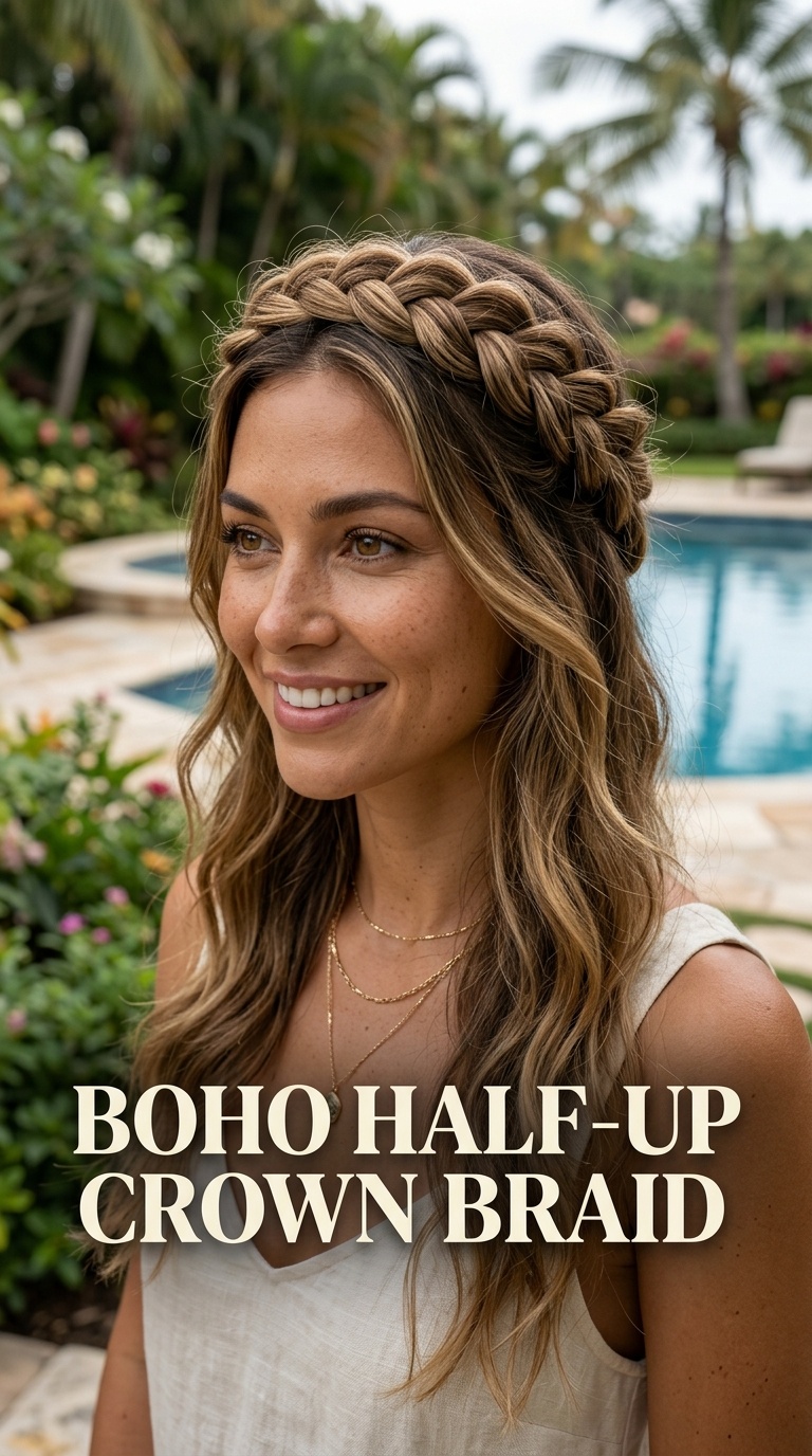 Boho Half-Up Crown Braid