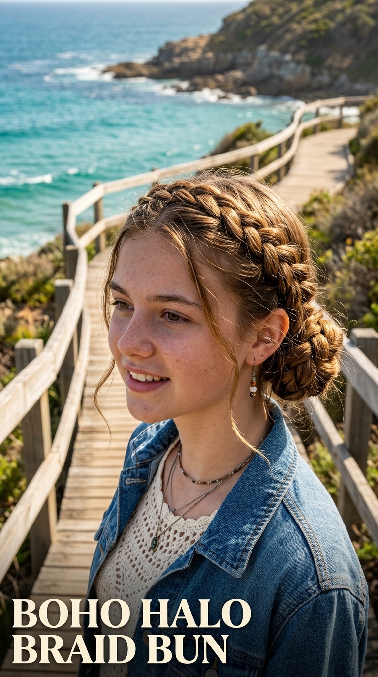 Boho Halo Braid Bun