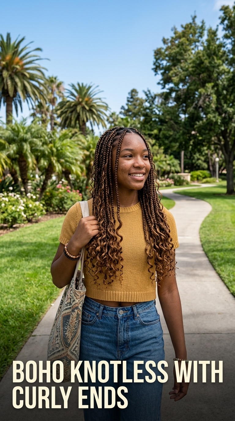 Boho Knotless with Curly Ends