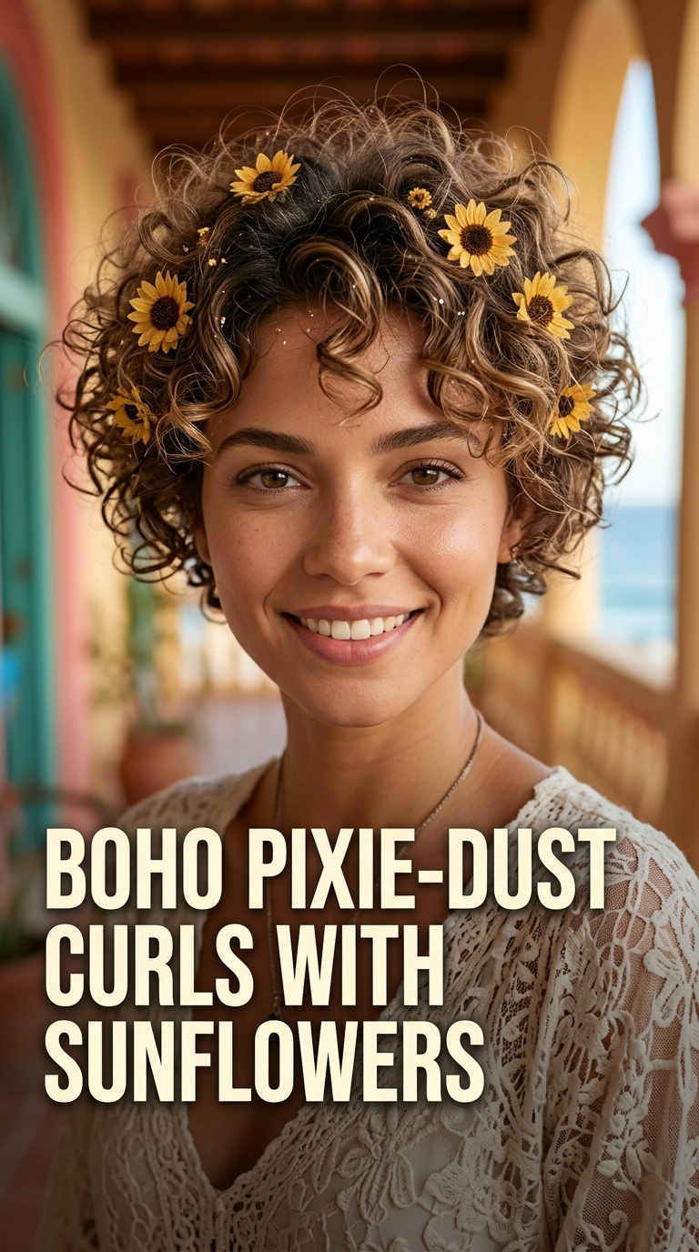 Boho Pixie-Dust Curls with Sunflowers