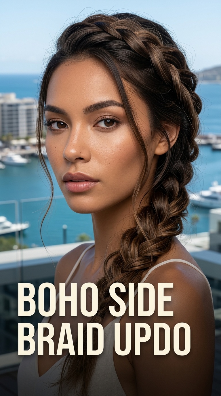 Boho Side Braid Updo
