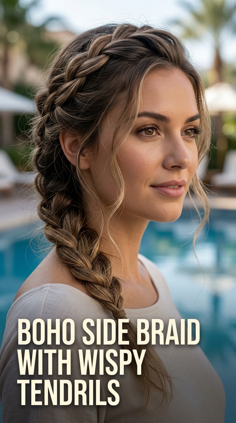 Boho Side Braid with Wispy Tendrils