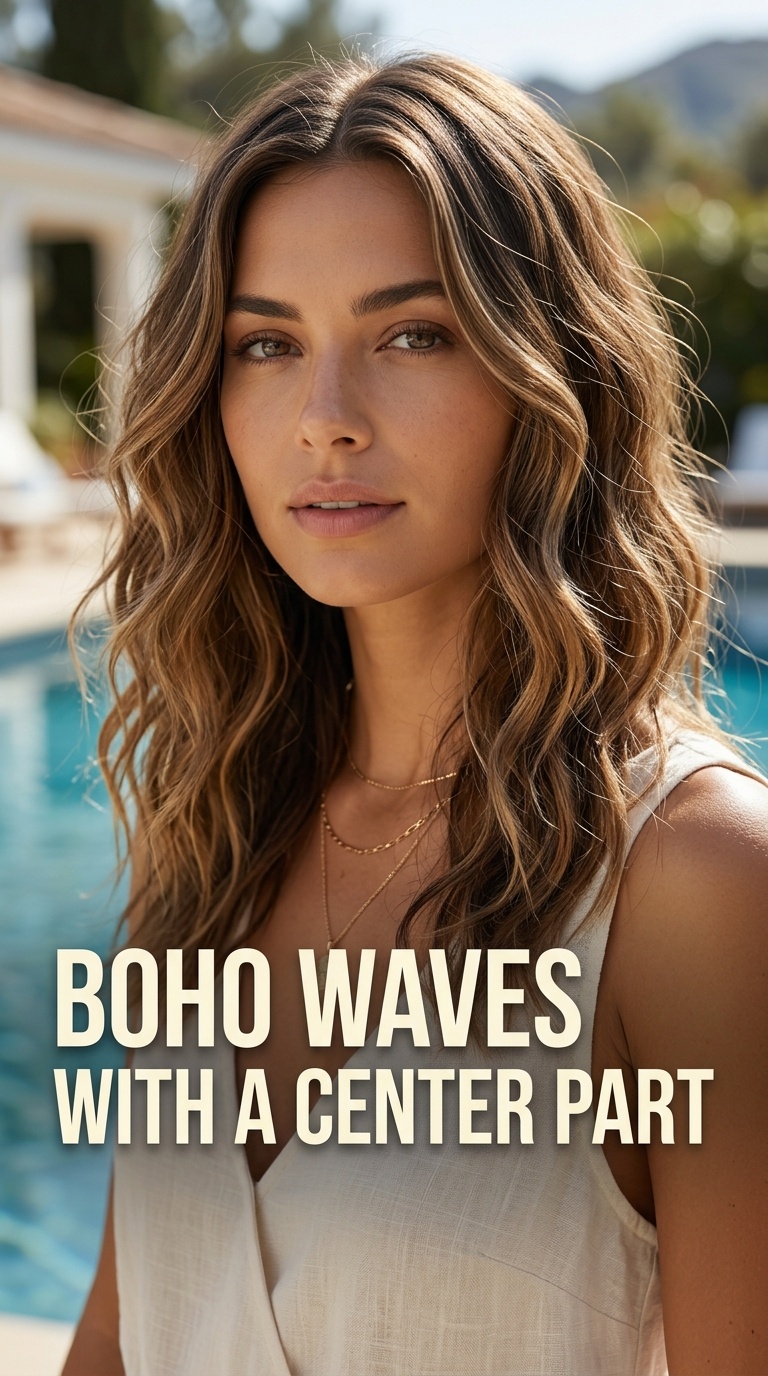 Boho Waves with a Center Part