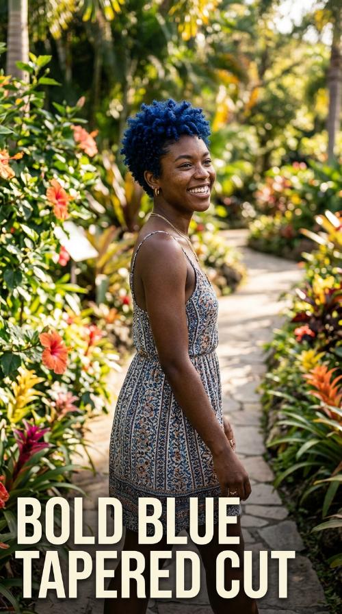 Bold Blue Tapered Cut
