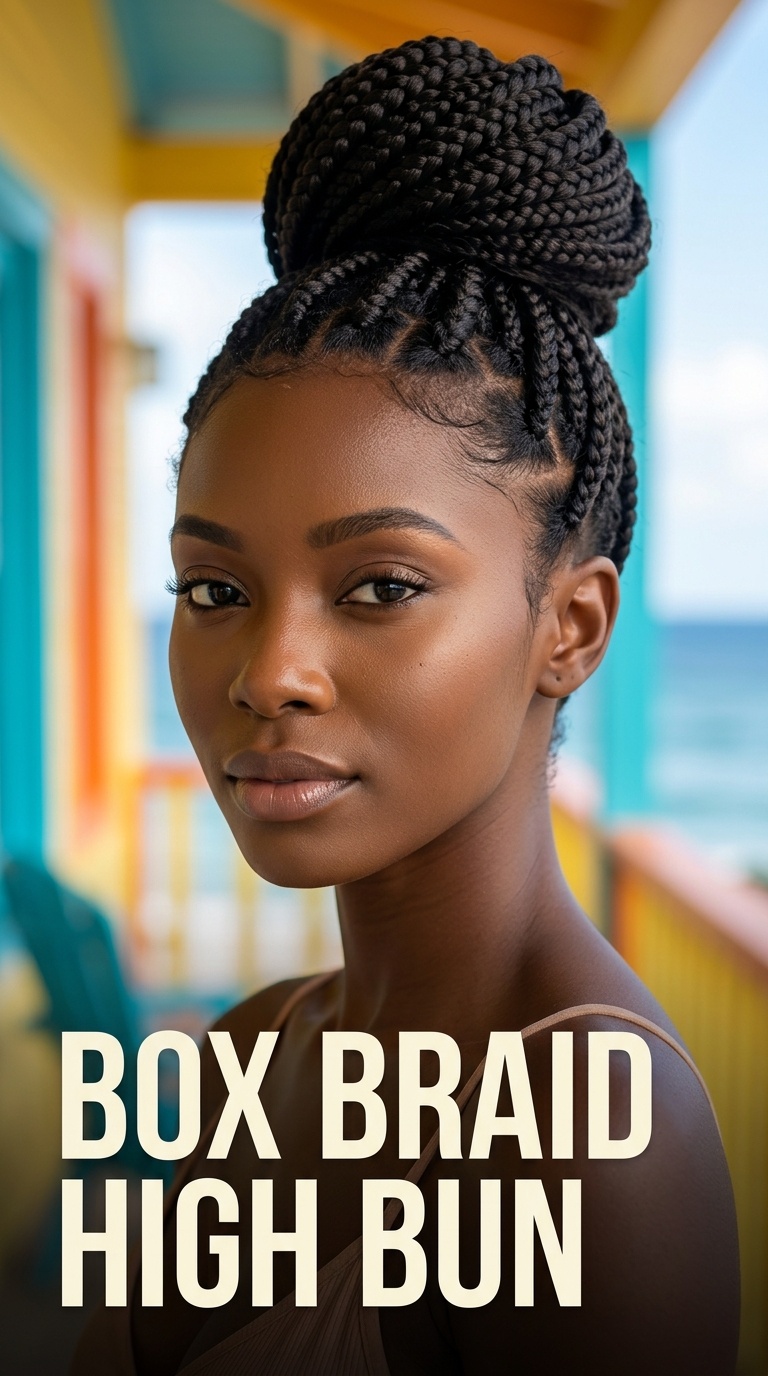 Box Braid High Bun