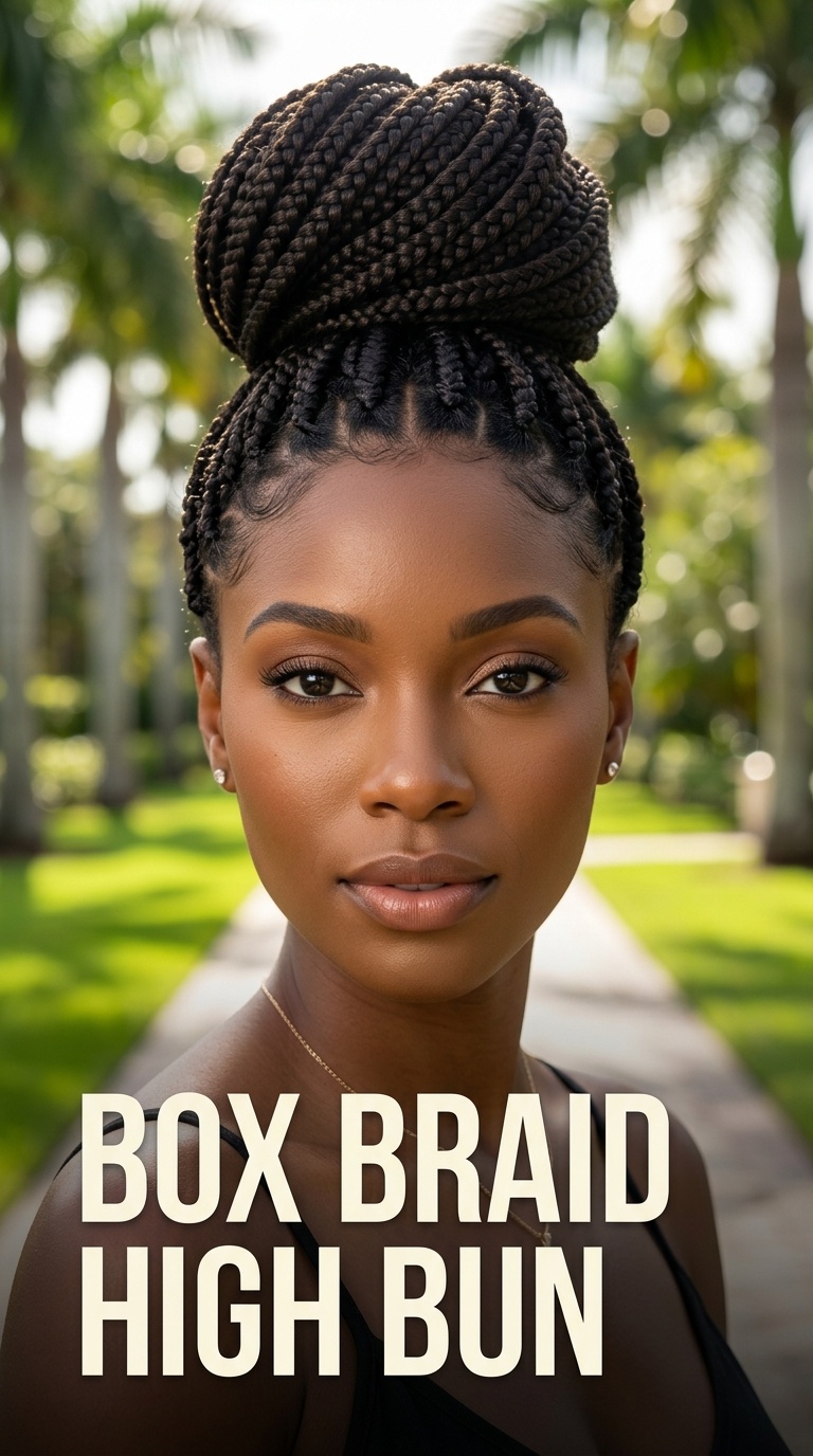 Box Braid High Bun
