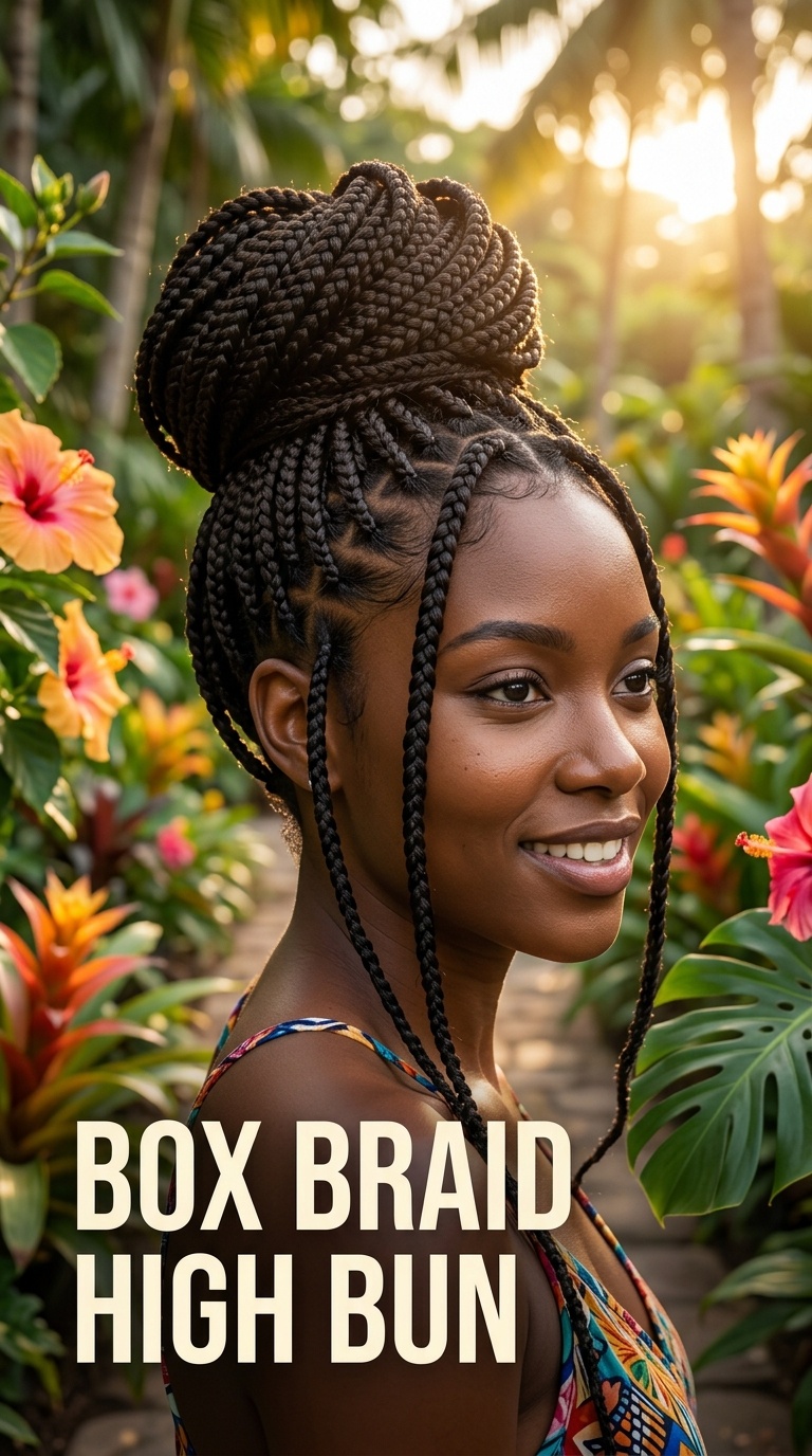 Box Braid High Bun