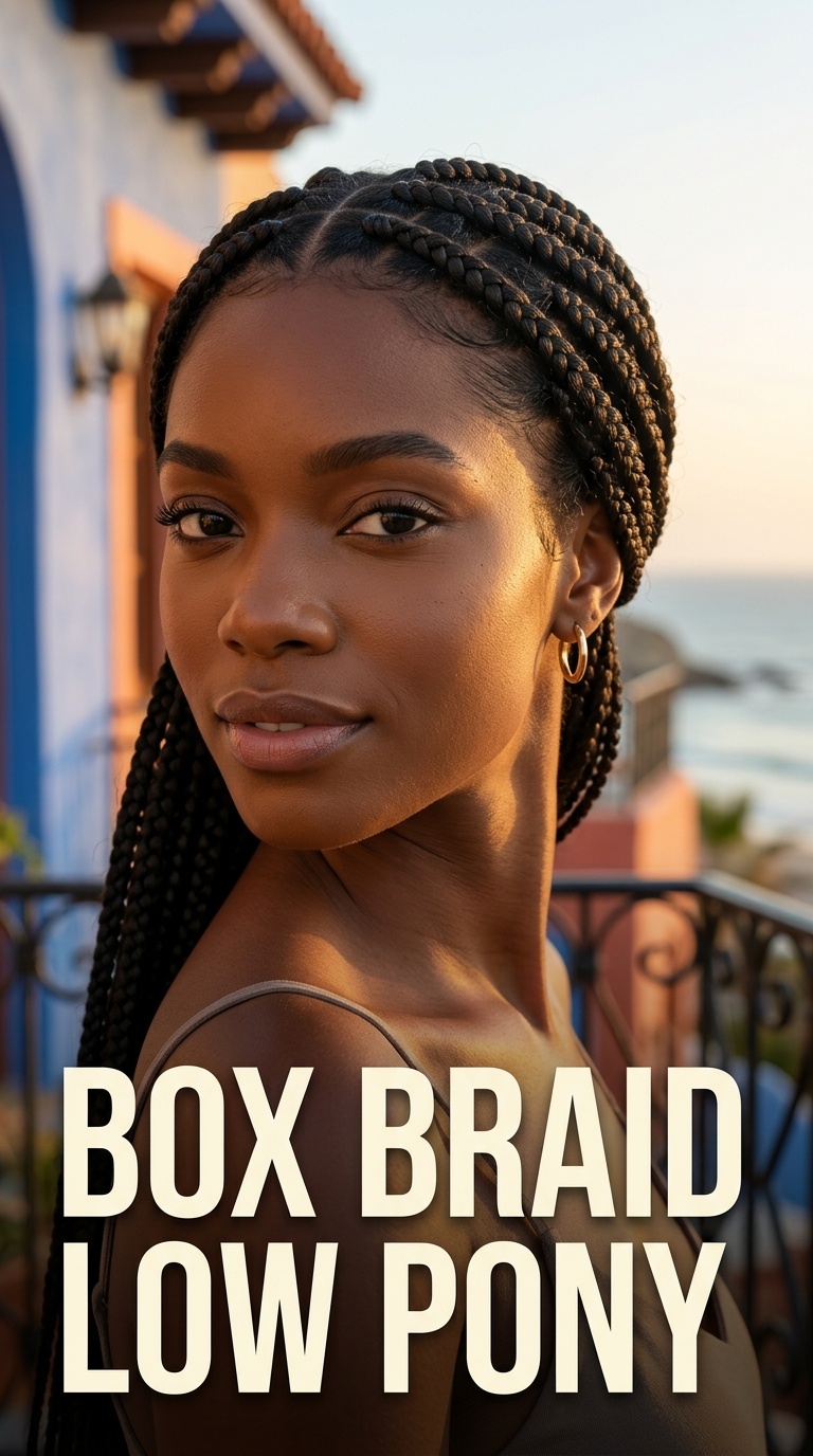 Box Braid Low Pony