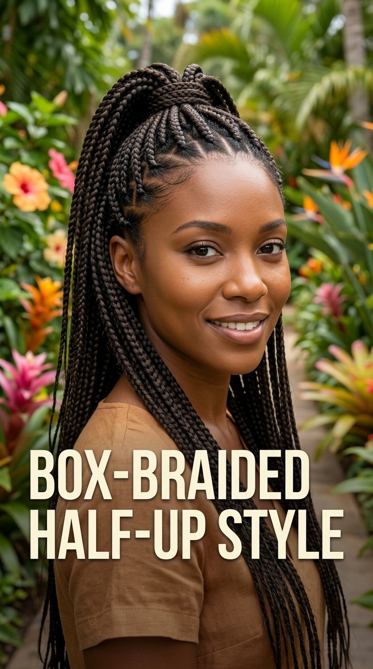 Box-Braided Half-Up Style
