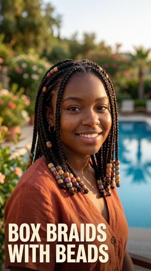 Box Braids with Beads