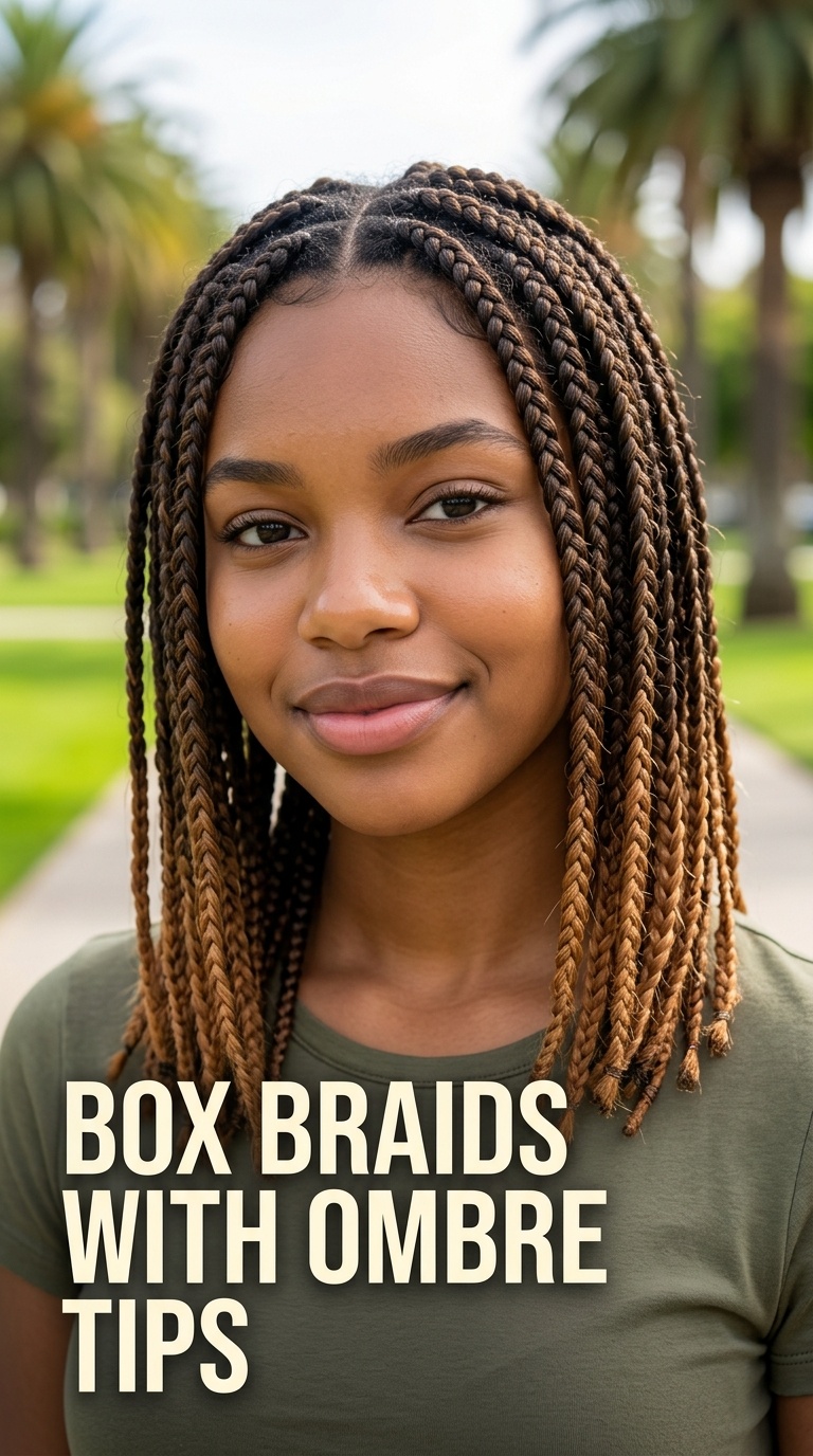 Box Braids with Ombre Tips