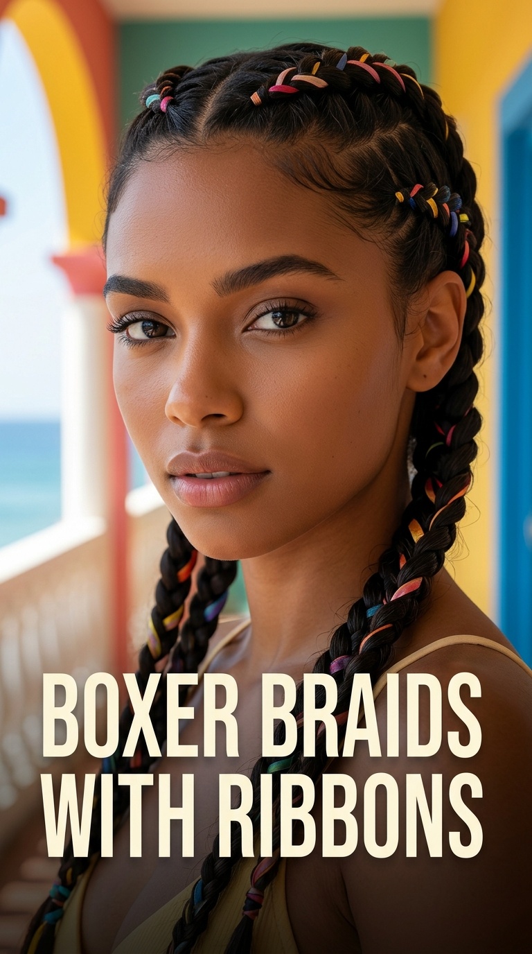 Boxer Braids with Ribbons