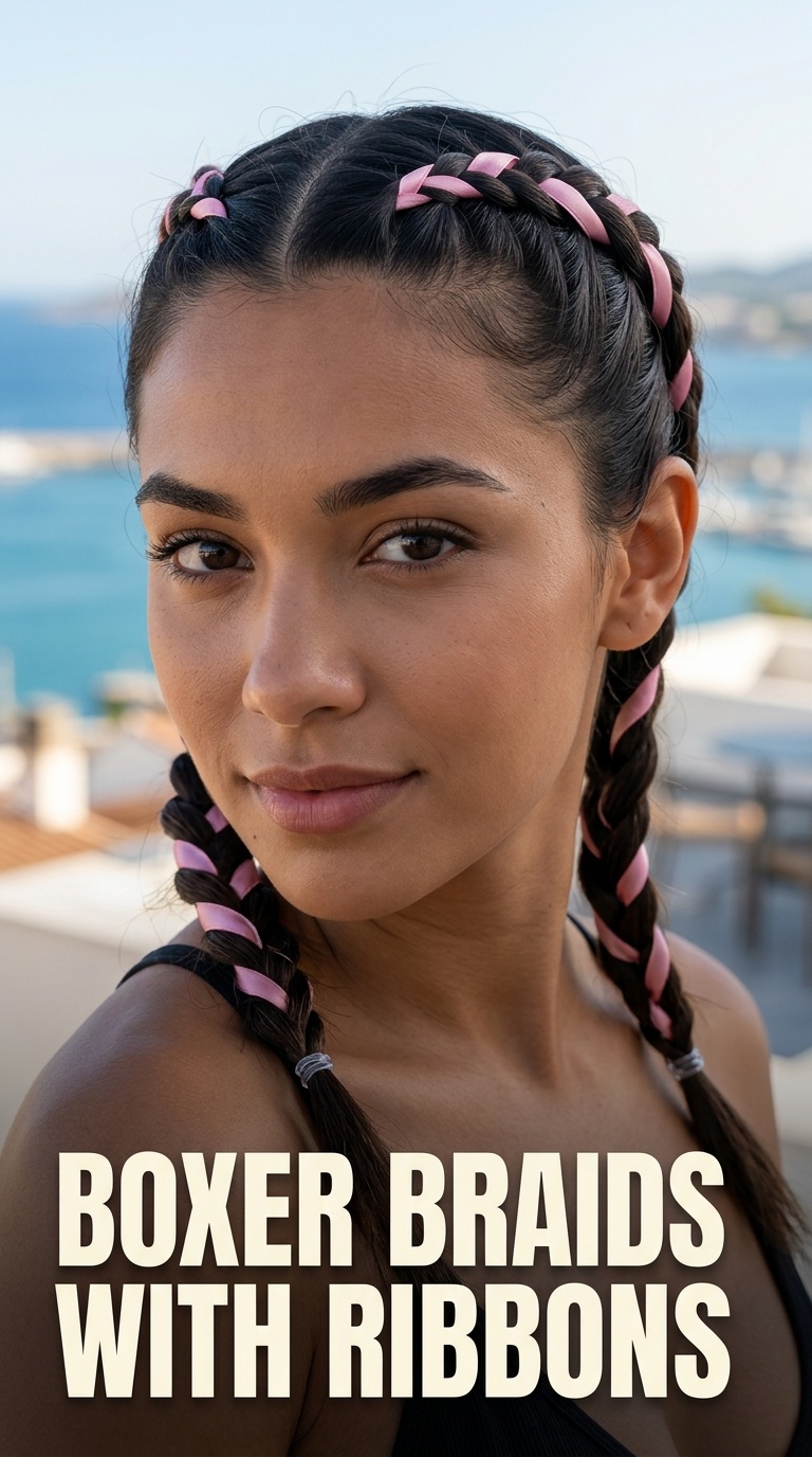 Boxer Braids with Ribbons