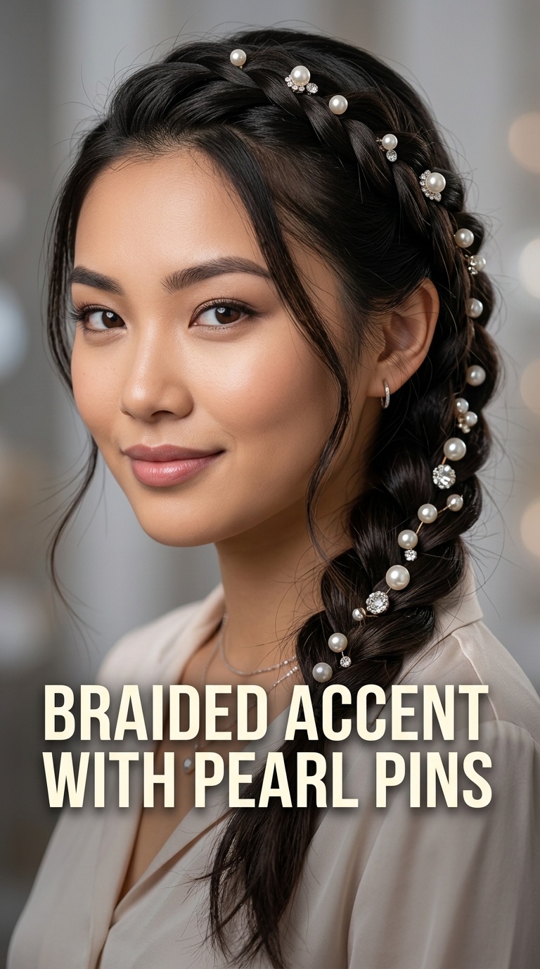 Braided Accent with Pearl Pins
