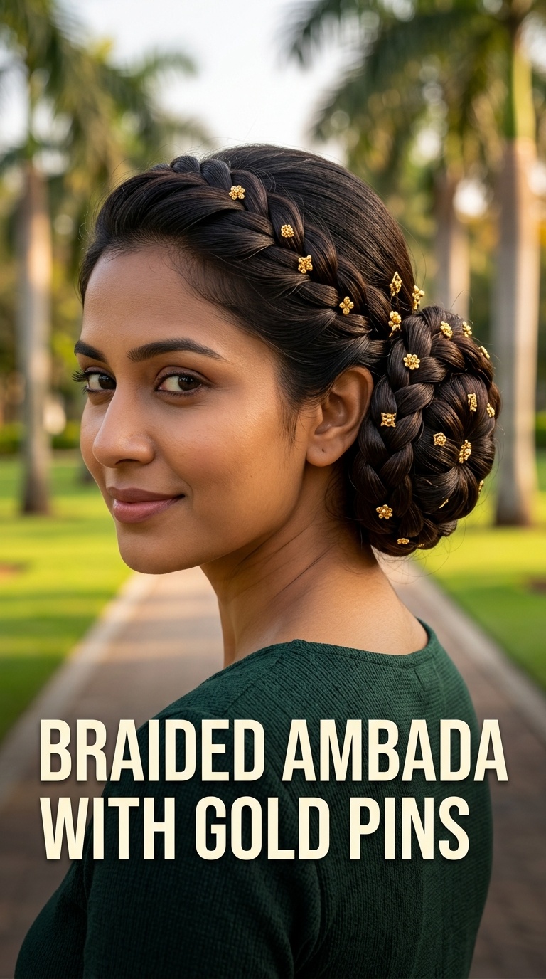Braided Ambada with Gold Pins