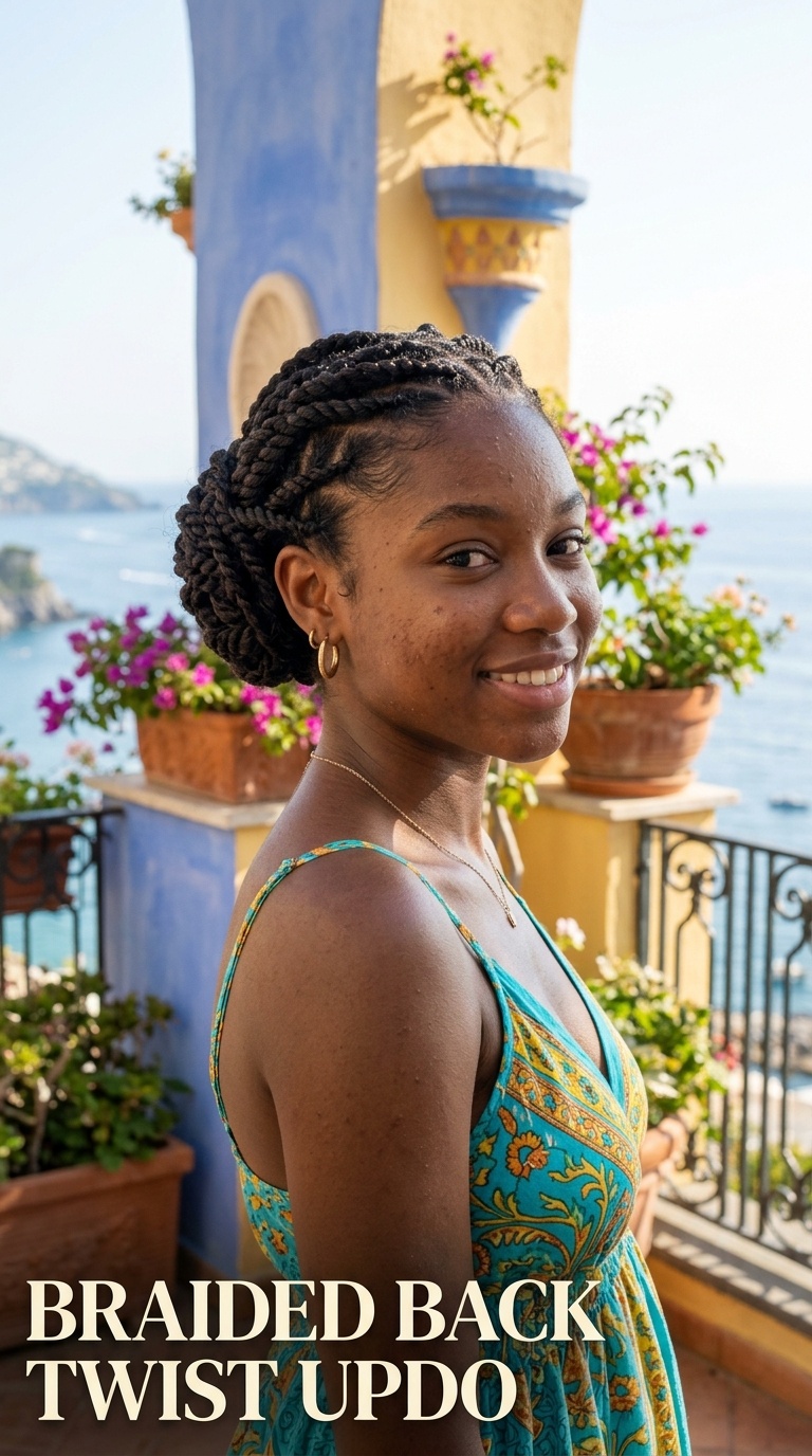 Braided Back Twist Updo