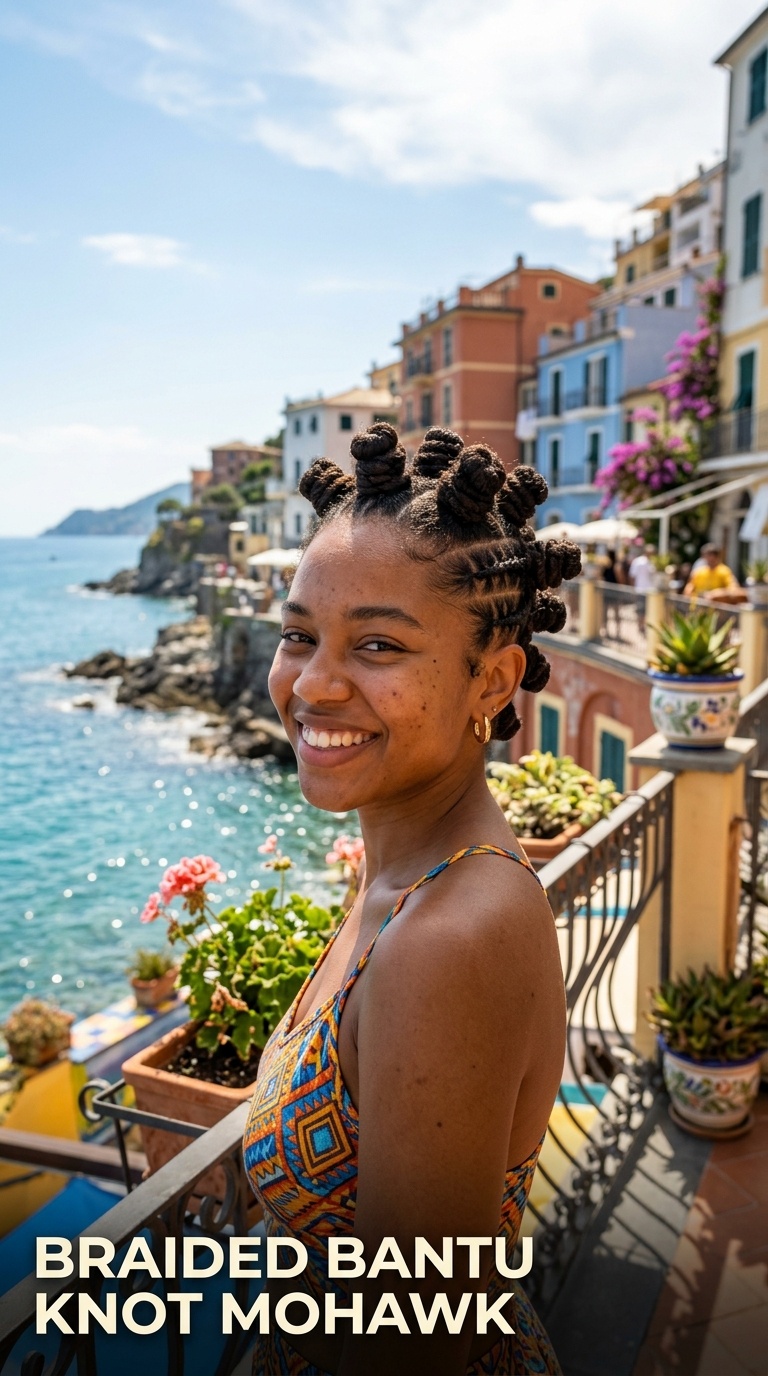Braided Bantu Knot Mohawk