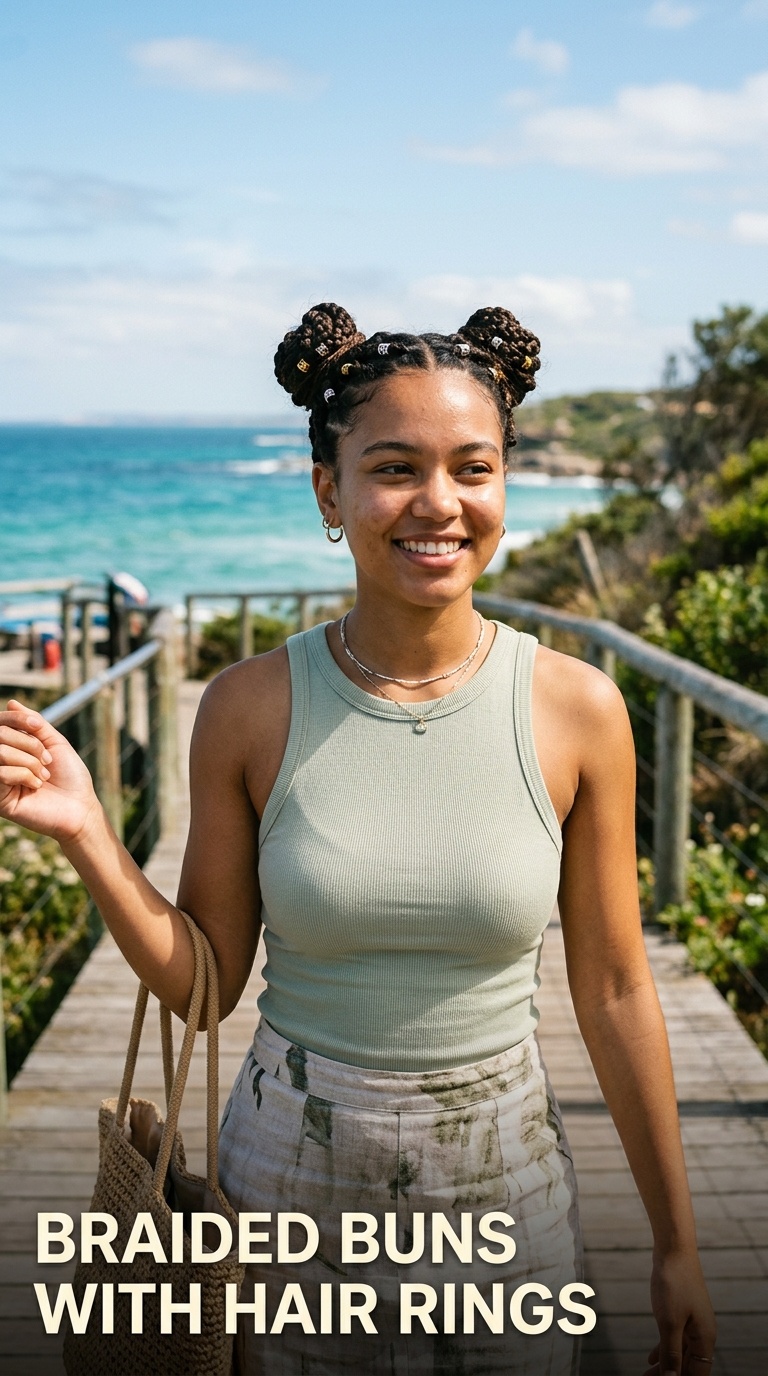 Braided Buns with Hair Rings