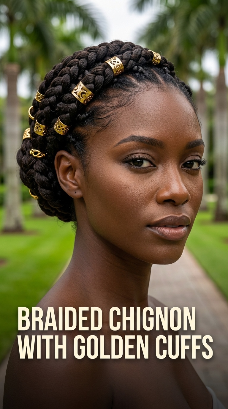 Braided Chignon with Golden Cuffs